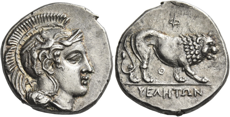 Velia
Nomos circa 340-334, AR 7.53 g. Head of Athena r., wearing crested Attic ...