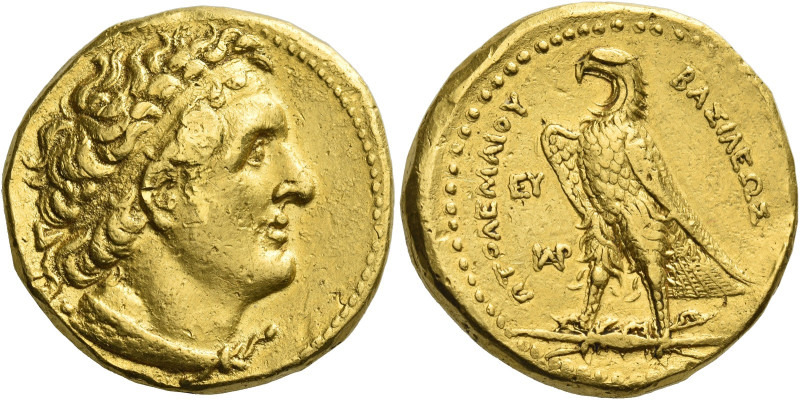 Ptolemy I Soter as king, 305 – 282
Pentadrachm, uncertain mint or Cyprus (Salam...