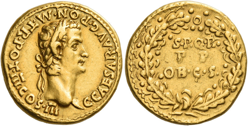 Gaius, 37 – 41
Aureus, Lugdunum 40, AV 7.73 g. C·CAESAR·AVG·PON·M·TR·POT·III·CO...