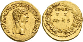 Claudius augustus, 41 – 54
Aureus 46-47, AV 7.78 g. TI CLAVD CAESAR·AVG·P·M·TRP·VI IMP·XI Laureate head r. Rev. S P Q R / P P / OB CS within oak wrea...