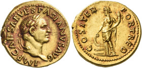 Vespasian, 69 – 79
Aureus 70, AV 7.37 g. IMP CAESAR VESPASIANVS AVG Laureate head r. Rev. COS ITER – FORT RED Fortuna standing l., holding cornucopia...