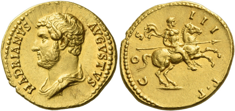 Hadrian augustus, 117 – 138
Aureus circa 129-130, AV 7.03 g. HADRIANVS – AVGVST...