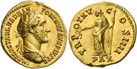 Antoninus Pius augustus, 138 – 161
Aureus 151-152, AV 7.39 g. IMP CAES T AEL HADRAN – TONINVS AVG PIVS P P Laureate, draped and cuirassed bust r. Rev...