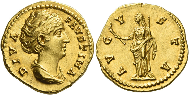Faustina I, wife of Antoninus Pius
Diva Faustina. Aureus after 141, AV 7.20 g. ...