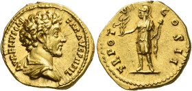 Marcus Aurelius Caesar, 139 - 161
Aureus 152-153, AV 7.28 g. AVRELIVS CAE – SAR AVG PII FIL Bare-headed and draped bust r. Rev. TR POT – VII – COS II...