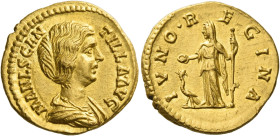 Manlia Scantilla, wife of Didius Julianus
Aureus March-June 193, AV 6.82 g. MANL SCAN – TILLA AVG Stolate bust r., hair dressed in two flowing waves ...