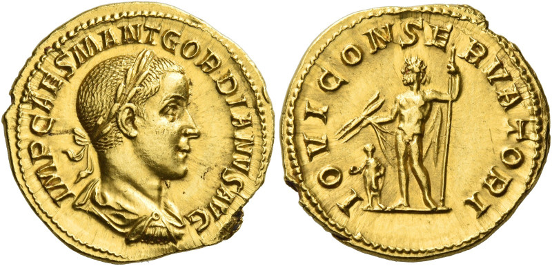 Gordian III, 238 – 244
Aureus July 238-July 239, AV 5.02 g. IMP CAES M ANT GORD...