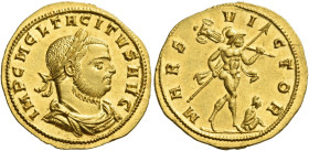 Tacitus, 275 – 276
Aureus, Siscia end 275 - early 276, AV 4.05 g. IMP C M CL TACITVS AVG Laureate, draped and cuirassed bust r. Rev. MARS VI – CTOR M...