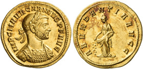 Carinus augustus, 283 – 285
Aureus, Siscia, 283-285, AV 4.42 g. IMP C M AVR CARINVS P F AVG Laureate, draped and cuirassed bust r. Rev. ABVNDANTIA AV...