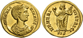 Galeria Valeria, wife of Galerius Maximianus
Aureus, Siscia 308-309, AV 5.30 g. GAL VALE – RIA AVG Diademed and draped bust r. on crescent. Rev. VENE...