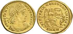 Constantine I, 307 – 337
Solidus, Nicomedia circa 335, AV 4.49 g. CONSTANTI – NVS MAX AVG Rosette-diademed, draped and cuirassed bust r. Rev. VICTORI...