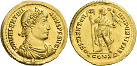 Valentinian I, 364 – 375
Solidus, Constantinopolis 365-375, AV 4.51 g. D N VALENTINI – ANVS P F AVG Rosette and pearl-diademed, draped and cuirassed ...