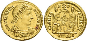 Valentinian I, 364 – 375
Solidus, Antiochia 367-375, AV 4.47 g. D N VALENTINI – ANVS P F AVG Rosette-diademed, draped and cuirassed bust r. Rev. GLOR...