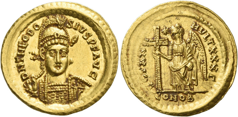 Theodosius II, 402 – 450
Solidus, Constantinopolis circa 423–424, AV 4.46 g. D ...