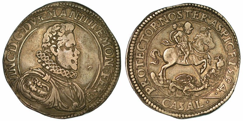 CASALE. VINCENZO I GONZAGA, 1587-1612. Ducatone 1594.

Busto a d. corazzato. R...