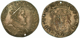 MILANO. FILIPPO III D'ASBURGO, 1598-1621. Ducatone 1603.

Busto a d. corazzato con testa radiata; goletta con colletto pieghettato e sul petto il Co...
