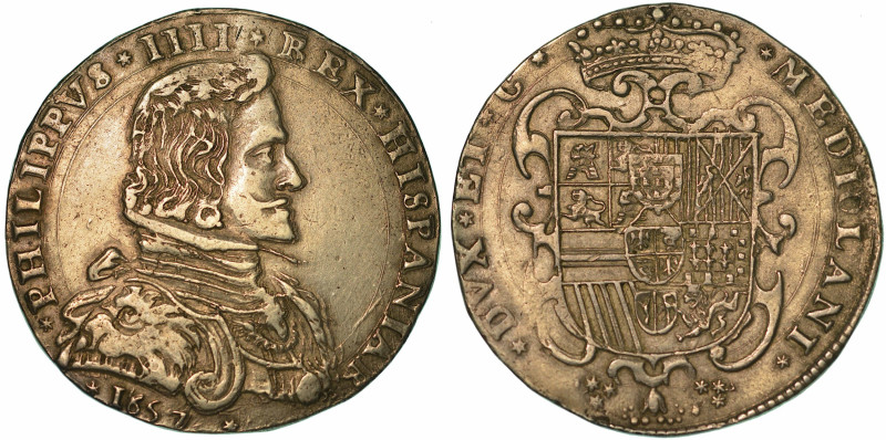 MILANO. FILIPPO IV D'ASBURGO, 1621-1665. Filippo 1657.

Busto a d. corazzato c...