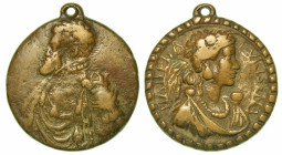 NARNI. FILIPPO II, 1556-1598. Medaglia in bronzo.

Busto a s. di Filippo II. R/ Busto a d. di Polissena Grimaldi (moglie del Gattamelata). Opus: Pom...