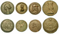 ITALIA. Lotto di quattro medaglie.

Rimini. Sigismondo Pandolfo Malatesta, 1417-1468. Medaglia in bronzo 1446. Busto a s. corazzato. R/ Veduta della...