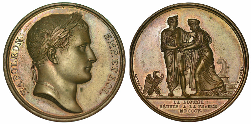 GENOVA. Annessione della Liguria alla Francia. Medaglia in bronzo 1805.

Testa...