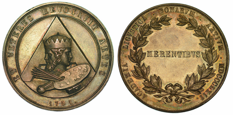 GENOVA. Accademia Ligustica di Belle Arti. Medaglia premio in argento 1862.

T...