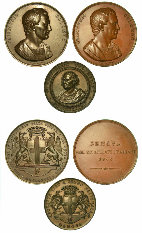 GENOVA. Lotto di tre medaglie.

Cristoforo Colombo, 1451-1506. Agli scienziati...