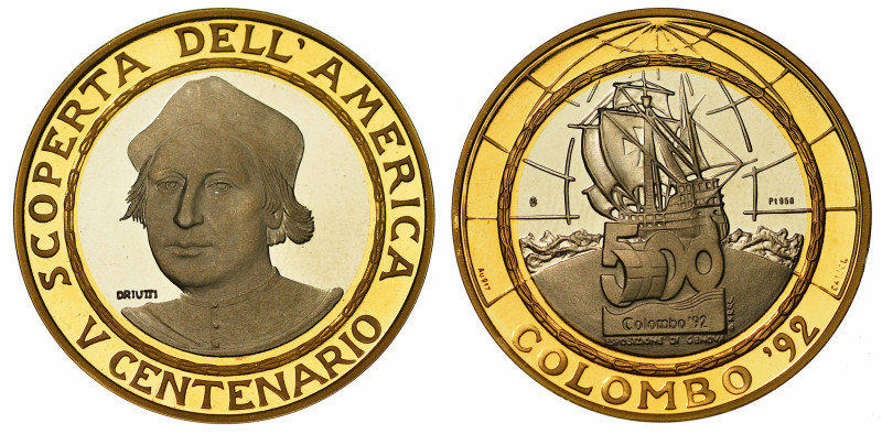 COLOMBO. V Centenario della scoperta dell'America "Colombo 92". Medaglia in oro ...