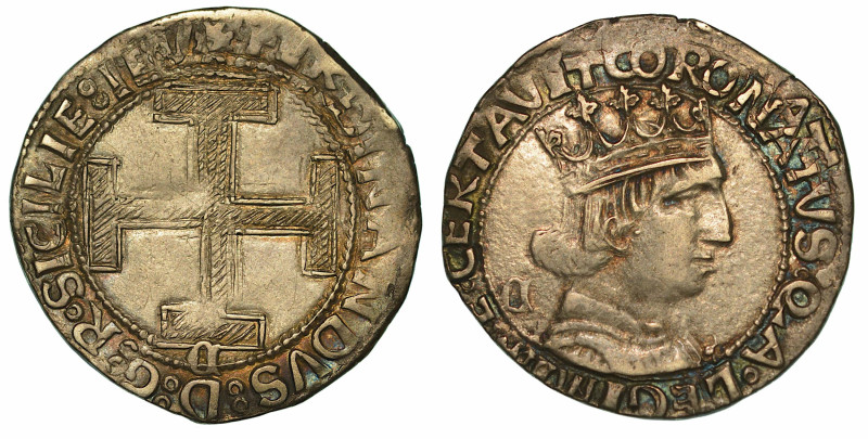 NAPOLI. FERDINANDO I D'ARAGONA, 1458-1494. Coronato.

Croce; sotto, C gotica. ...