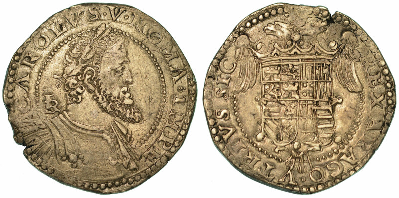 NAPOLI. CARLO V D'ASBURGO, 1516-1556. Mezzo ducato.

Busto laureato e corazzat...