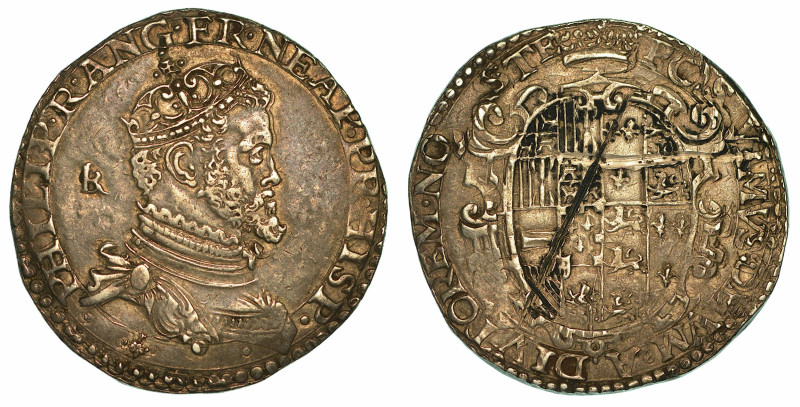 NAPOLI. FILIPPO II D'ASBURGO (COME PRINCIPE DI SPAGNA), 1554-1598. Mezzo Ducato,...