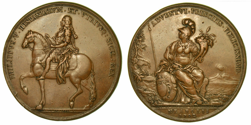 NAPOLI. FILIPPO V DI BORBONE, 1700-1707. VISITA DEL SOVRANO A NAPOLI. Medaglia i...