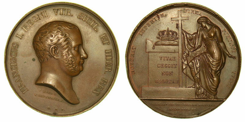 MORTE DI FRANCESCO I. Medaglia in bronzo 1830.

Testa a d. del Re. R/ La Relig...