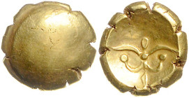 KELTEN, ZENTRALE UND ÖSTLICHE REGION, AV Stater, mittelkeltisch. Konvex - Buckel. Rs.Konkav - Blüte(?). 7,59g.
GOLD, ss
Vgl.; Slg.Flesche 305; ff