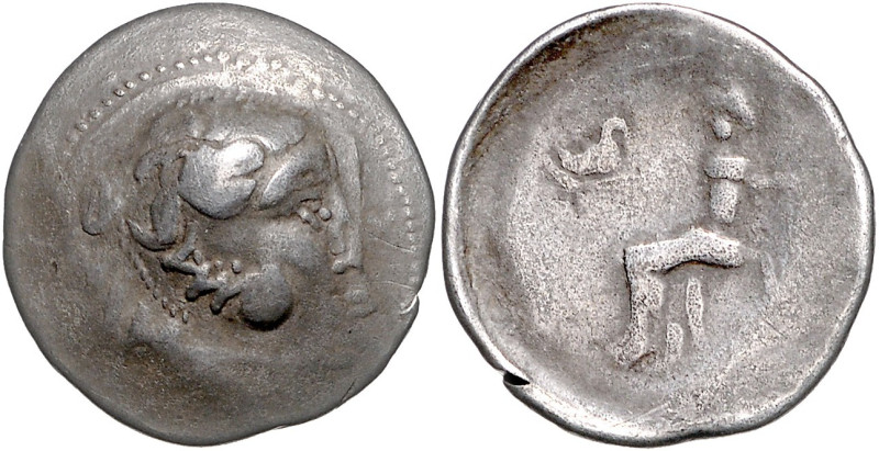 OSTKELTEN, Beischlag zu einer AR Tetradrachme Philipp III. Kopf mit Löwenhaube r...