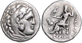 OSTKELTEN, Beischlag zu einer AR Drachme Alexander III. d.Gr. Herakleskopf in Löwenhaube. Rs.Zeus l. thront mit Adler und Zepter, davor Löwenprotome u...