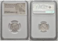 SPANIEN, CITERIOR / Stadt Osca, AR Drachme (204-154 v.Chr.). Bärtiger Männerkopf r. Rs.Reiter mit Speer r..
NGC F smoothing
Sear 28; Heiss Tf.XIII,2...