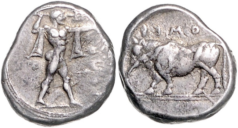 ITALIEN, LUKANIEN / Stadt Poseidonia, AR Stater (480-400 v.Chr.). Poseidon r. st...