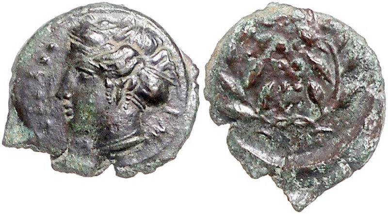 ITALIEN, SIZILIEN / Stadt Himera, AE Hemilitron (420-408 v.Chr.). Kopf der Nymph...