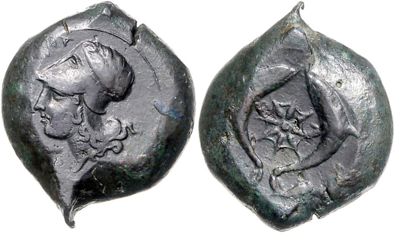 ITALIEN, SIZILIEN / Stadt Syrakus, AE Litra (Timoleon, 344-336 v.Chr.). Kopf der...