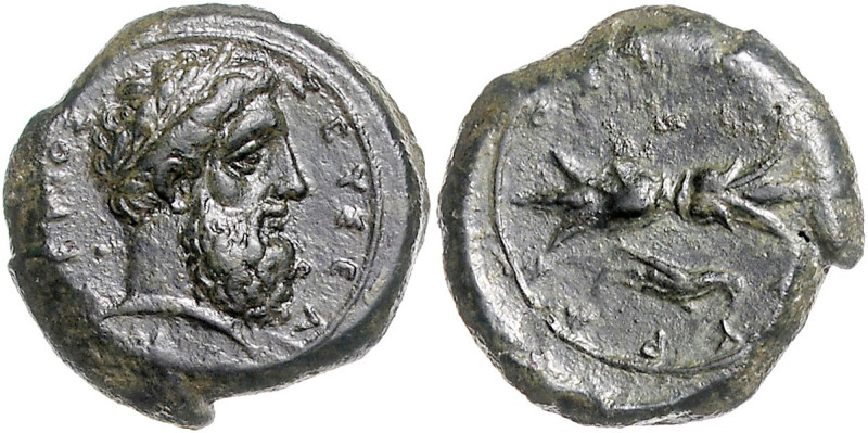 ITALIEN, SIZILIEN / Stadt Syrakus, AE Hemilitron (344-336 v.Chr., Zeit des Timol...