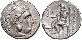GRIECHENLAND, MAKEDONIEN. Alexander III. der Große, 336-323 v.Chr., AR Drachme. Herakleskopf n.r. Rs.Zeus n.l. thronend, Beiz. unter Thron. 4,11g.
f....