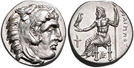 GRIECHENLAND, MAKEDONIEN. Philipp III., 323-317 v.Chr., AR Drachme, Sardes(?). Herakleskopf r. Rs.Zeus l. thronend, hält Adler und Zepter, i.F. l. Fac...