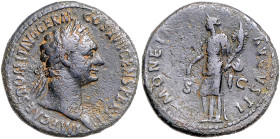 RÖMISCHES REICH, Domitian, 81-96, AE As COS XVII =92, Rom. Belorb. Büste r. Rs.Steh. Moneta l. 11,45g.
ss/f.ss
RIC 423; C.334 Var.