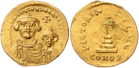 BYZANTINISCHES REICH, Heraclius, 610-641, AV Solidus CONOB = Konstantinopel, Off.E. Büsten von Heraclius und Heraclius Constantin v.vorn, dazw. Kreuz....
