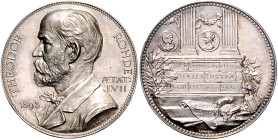 NUMISMATIK, Silbermed. 1893 von Pawlik a.d. 57.Geburtstag des Numismatikers Theodor Rhode. Er war Direktor der Firma Dynamit Nobel. 13,12g; 31mm.
sel...