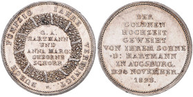 AUGSBURG, STADT, Silbermed. 1828 v.N. a.d.Goldene Hochzeit von G.A. Hartmann u. seiner Ehefrau. 5,84g; 23mm. Die Medaille wurde von ihrem Sohn D.Hartm...