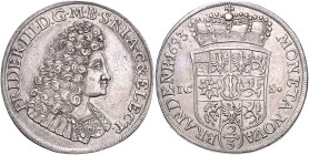 BRANDENBURG-PREUSSEN, Friedrich III., 1688-1701, Gulden =2/3 Taler 1693 ICS, Magdeburg. 17,29g.
ss-vz
Dav.273; v.Schr.174