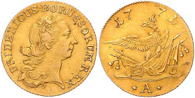 BRANDENBURG-PREUSSEN, Friedrich II. der Große, 1740-1786, Friedrichs d'or 1771 A, Berlin. 6,62g. Ex Kölner Münzkab. Kroha 92, 2008, Nr.619; Ex Hirsch ...