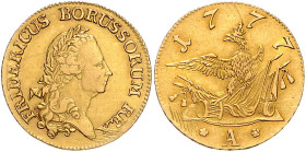 BRANDENBURG-PREUSSEN, Friedrich II. der Große, 1740-1786, Friedrichs d'or 1777 A, Berlin.
GOLD, ss-vz
Frbg.2411; Old.435