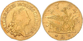 BRANDENBURG-PREUSSEN, Friedrich II. der Große, 1740-1786, Friedrichs d'or 1784 A, Berlin.
GOLD, ss/ss+
Frbg.2411; Old.435